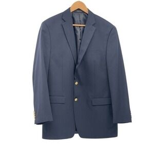 Chaps Ralph Lauren Blazer Sport Coat Men Size 44 L Navy Blue Gold Buttons‎ Wool